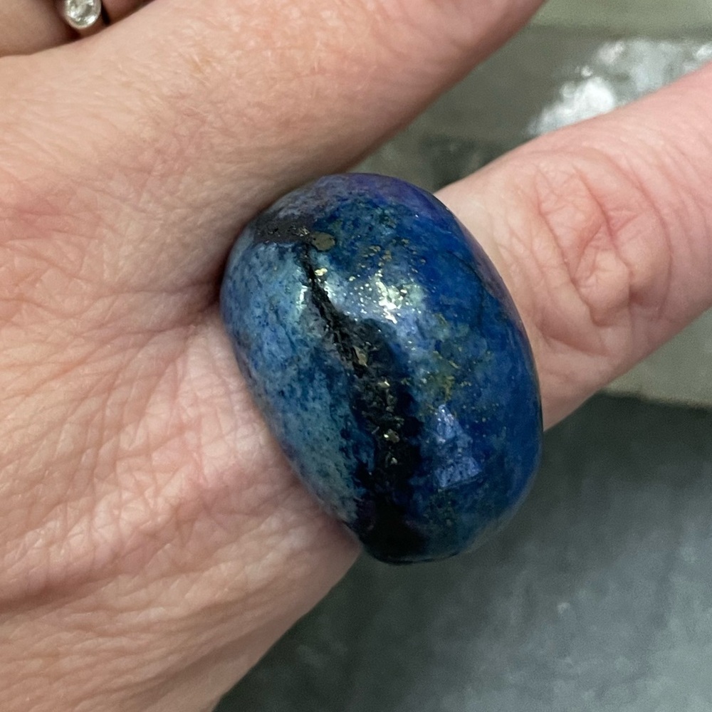 Large Lapis Lazuli Solid Blue Gemstone Statement … - image 5